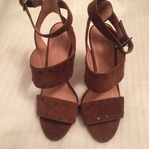 Madewell Suede Heeled Sandals in Brown (7.5)